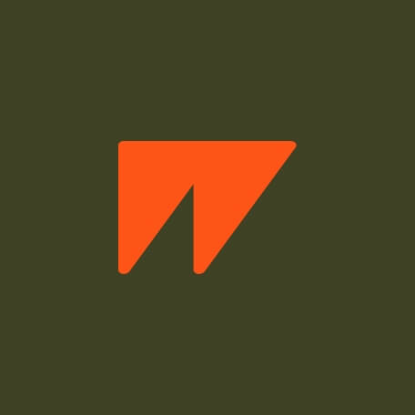The standalone logo symbol for Search With Purpose, a bold orange mark designed to evoke focus, direction, and clarity—part of the brand identity system by Toartle.