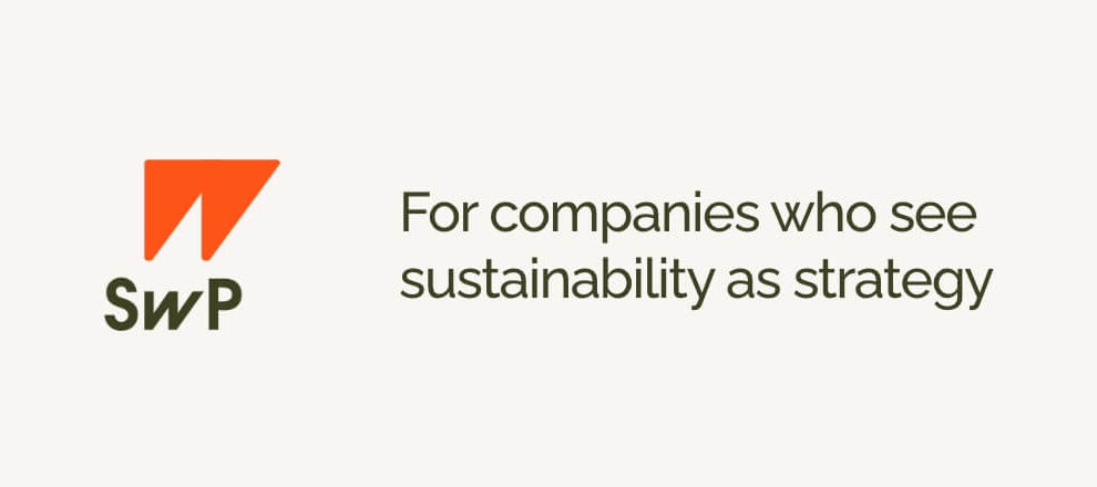 Logo and tagline for Search With Purpose, reading “For companies who see sustainability as strategy,” designed by Toartle as part of the brand identity system.